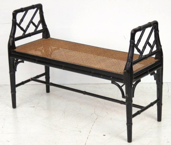 EBONIZED FAUX BAMBOO CANED WINDOW BENCH (1 of 4)
