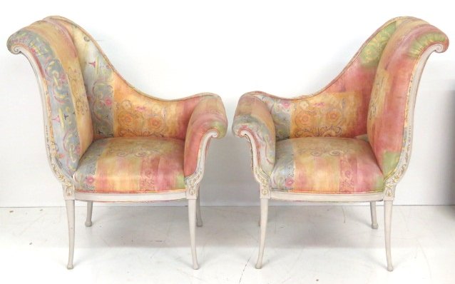 Pair REGENCY STYLE PAINTED FIRESIDE CHAIRS (1 of 5)