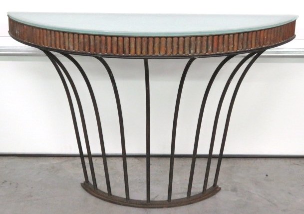 ART DECO IRON & COPPER DEMILUNE CONSOLE (1 of 7)