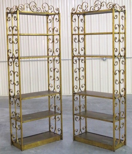 Pair ITALIAN GILT WROUGHT IRON ETAGERES (1 of 4)