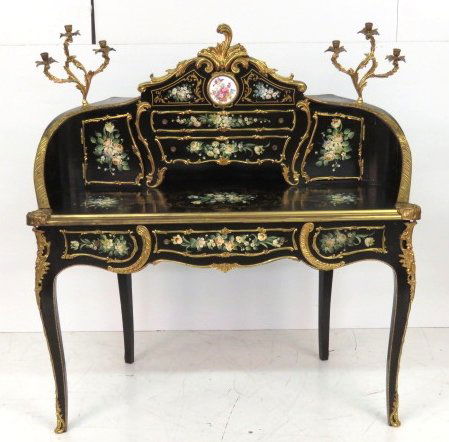 ITALIAN PAINT DECORATED BRONZE MOUNTED DESK (1 of 8)