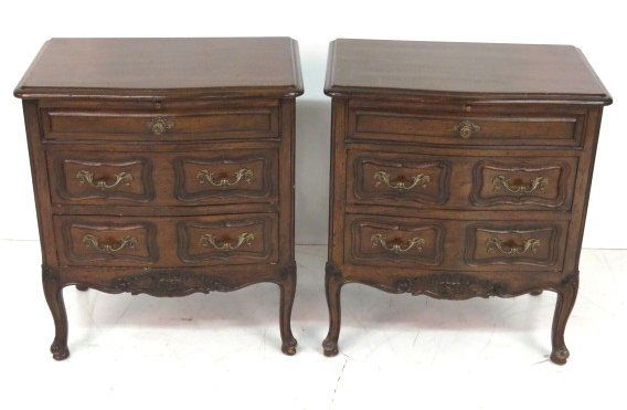 Pair CUSTOM FRENCH STYLE CARVED WALNUT STANDS (1 of 2)