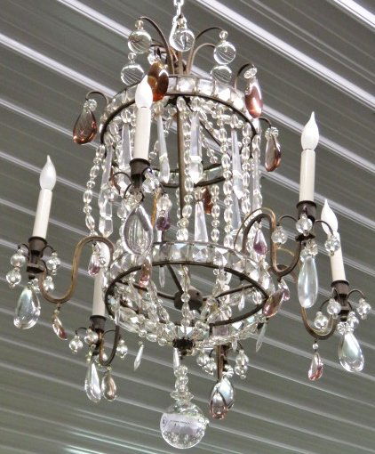 ANTIQUE FRENCH BRONZE & CRYSTAL CHANDELIER (1 of 5)