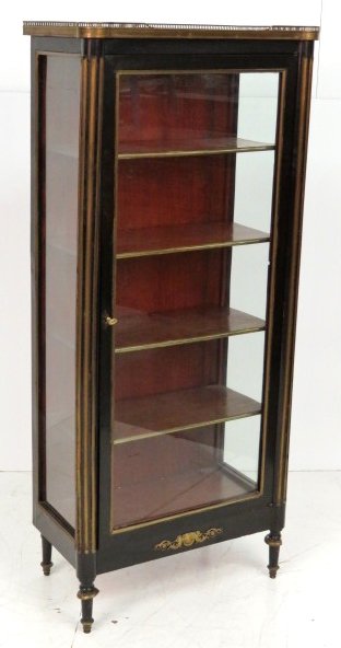 19th c. LOUIS XVI STYLE BRONZE MOUNTED EBONIZED VITRINE (1 of 6)