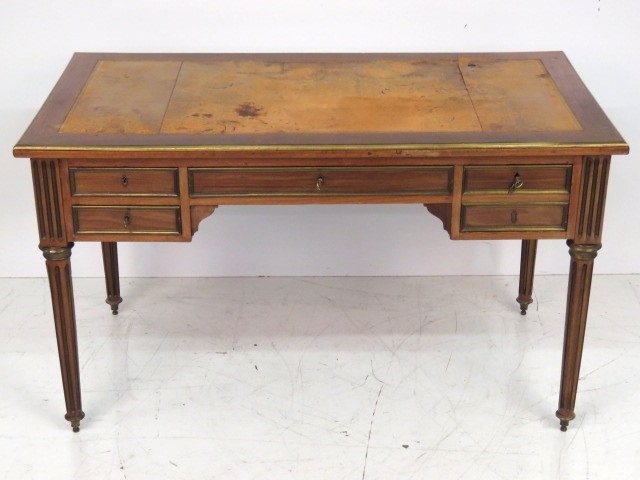 19th c. LOUIS XVI STYLE LEATHERTOP BUREAUPLAT (1 of 7)