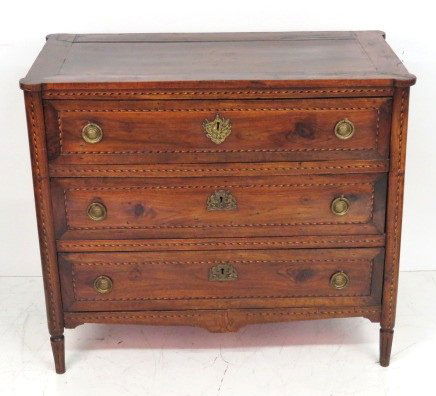 18th c. CONTINENTAL INLAID WALNUT COMMODE (1 of 10)