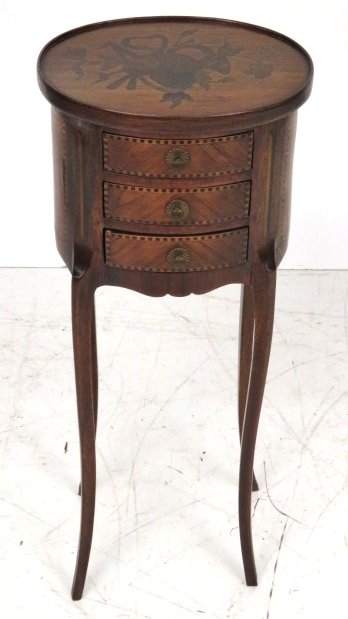 ANTIQUE FRENCH INLAID OVAL STAND (1 of 5)