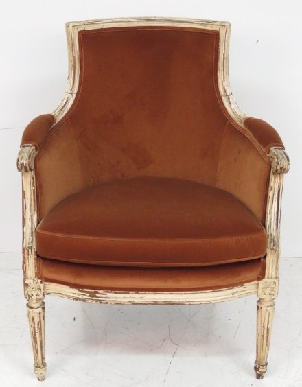 ANTIQUE PEGGED LOUIS XVI STYLE FRAMED BERGERE (1 of 7)