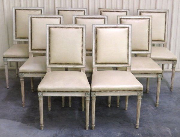 9 LOUIS XVI STYLE PAINT DECORATED DINING CHAIRS (1 of 3)