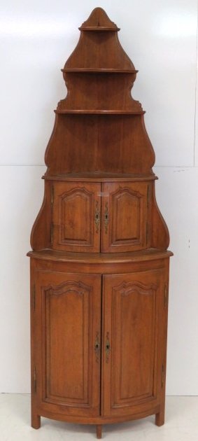 CUSTOM FRENCH CARVED WALNUT CORNER CABINET (1 of 4)