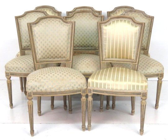 8 LOUIS XVI STYLE PAINT DECORATED DINING CHAIRS (1 of 10)