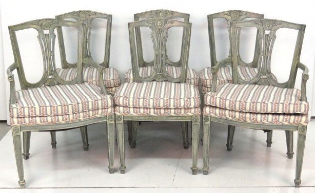 6 CUSTOM PAINT DECORATED DINING CHAIRS (1 of 7)