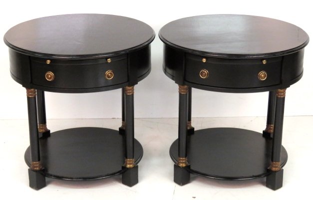 Pair CENTURY ROUND NEOCLASSICAL STYLE SIDE TABLES (1 of 5)