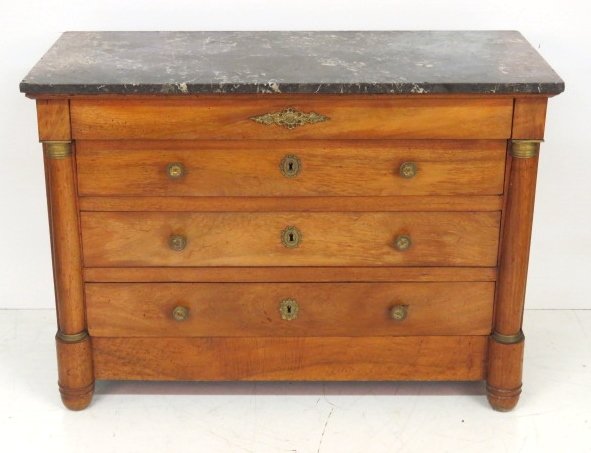 19th c. FRENCH EMPIRE STYLE MARBLETOP COMMODE (1 of 6)