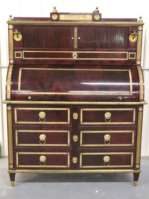 ANTIQUE RUSSIAN NEOCLASSICAL STYLE CYLINDER DESK (1 of 10)