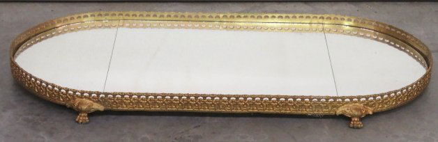 FRENCH STYLE 50" x 23" OVAL BRONZE PLATEAU MIRROR (1 of 4)