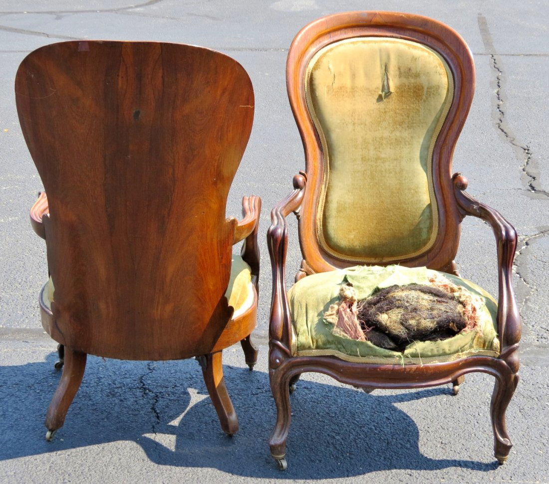 Pair VICTORIAN LAMINATED ROSEWOOD CHAIRS Belter Meeks (1 of 5)