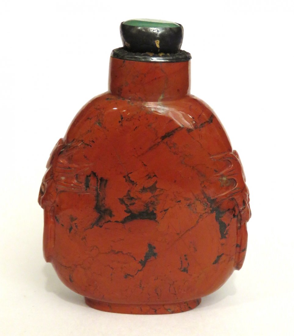 CHINESE CARVED RED JASPER SNUFF BOTTLE (1 of 6)