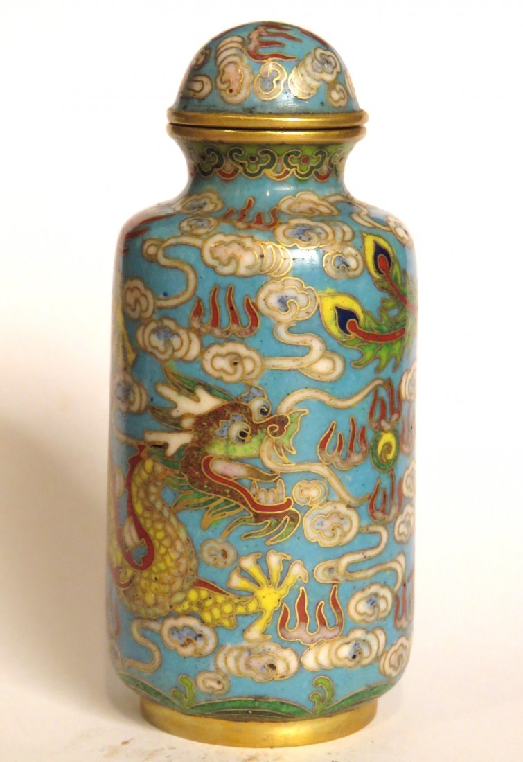 CHINESE ENAMELED CLOISONNE SNUFF BOTTLE (1 of 6)