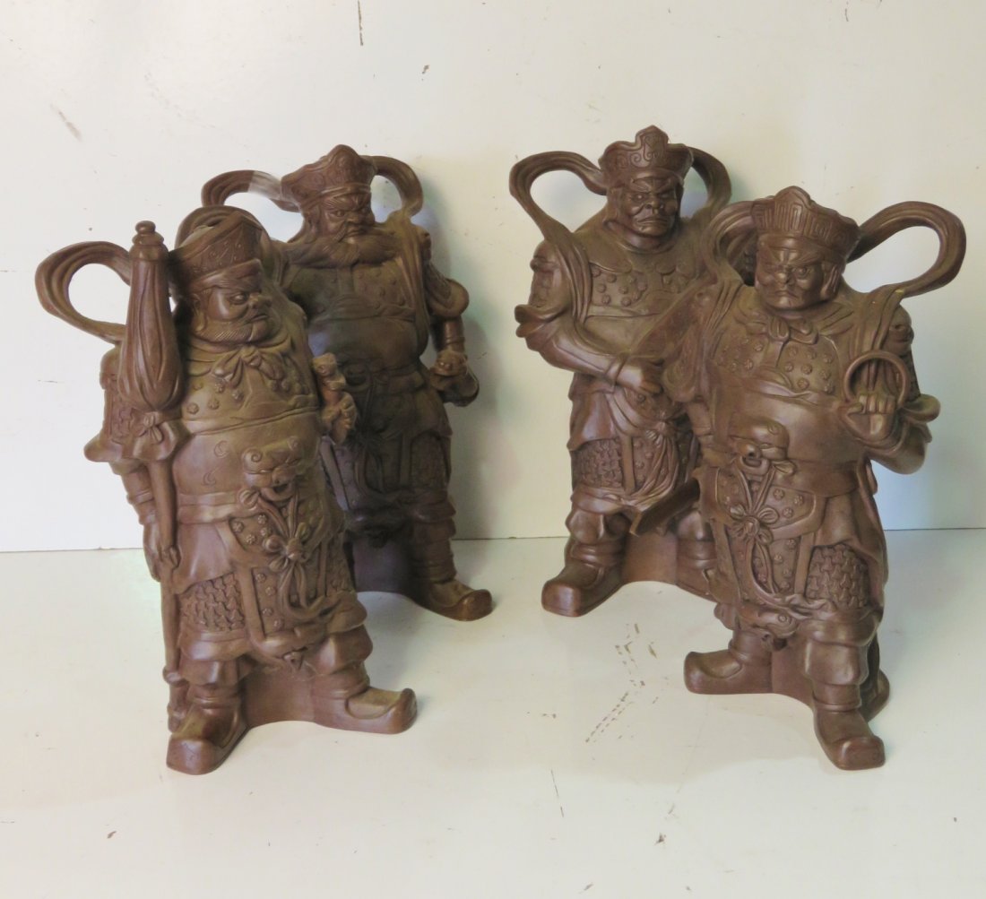 4 ASIAN YIXING CERAMIC 14" FIGURES OF WARRIORS (1 of 4)