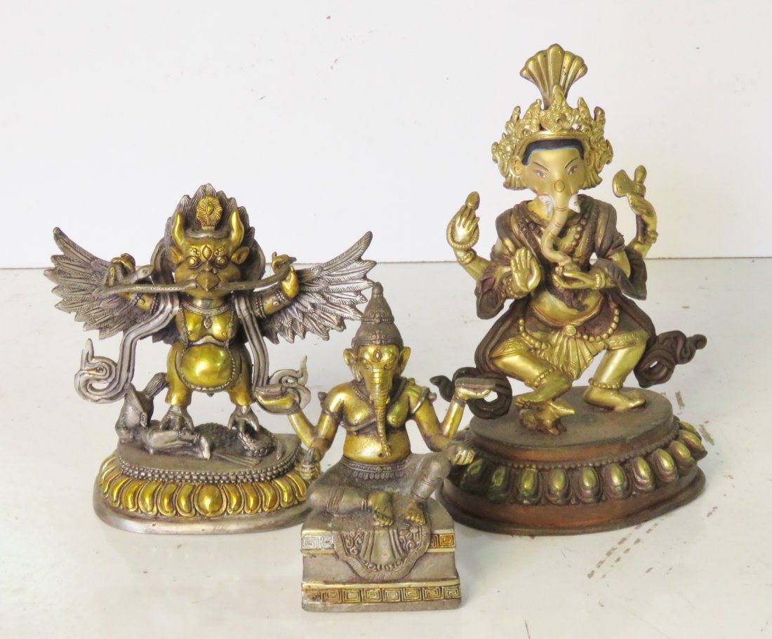 3 SMALL TIBETAN GILT BRONZE FIGURES (1 of 7)