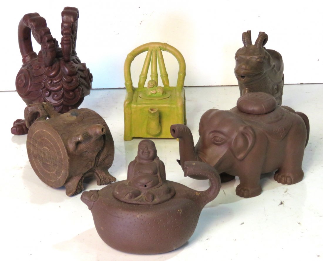6 ASIAN CERAMIC TEAPOTS (1 of 9)