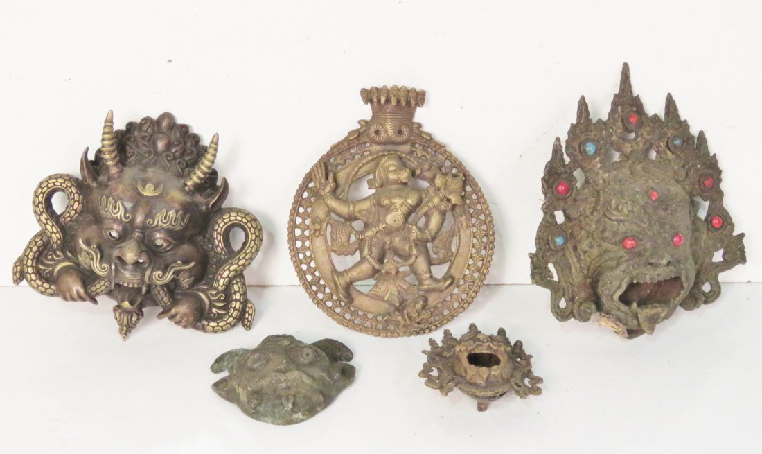 5 ASIAN BRONZE WALL HANGINGS (1 of 6)