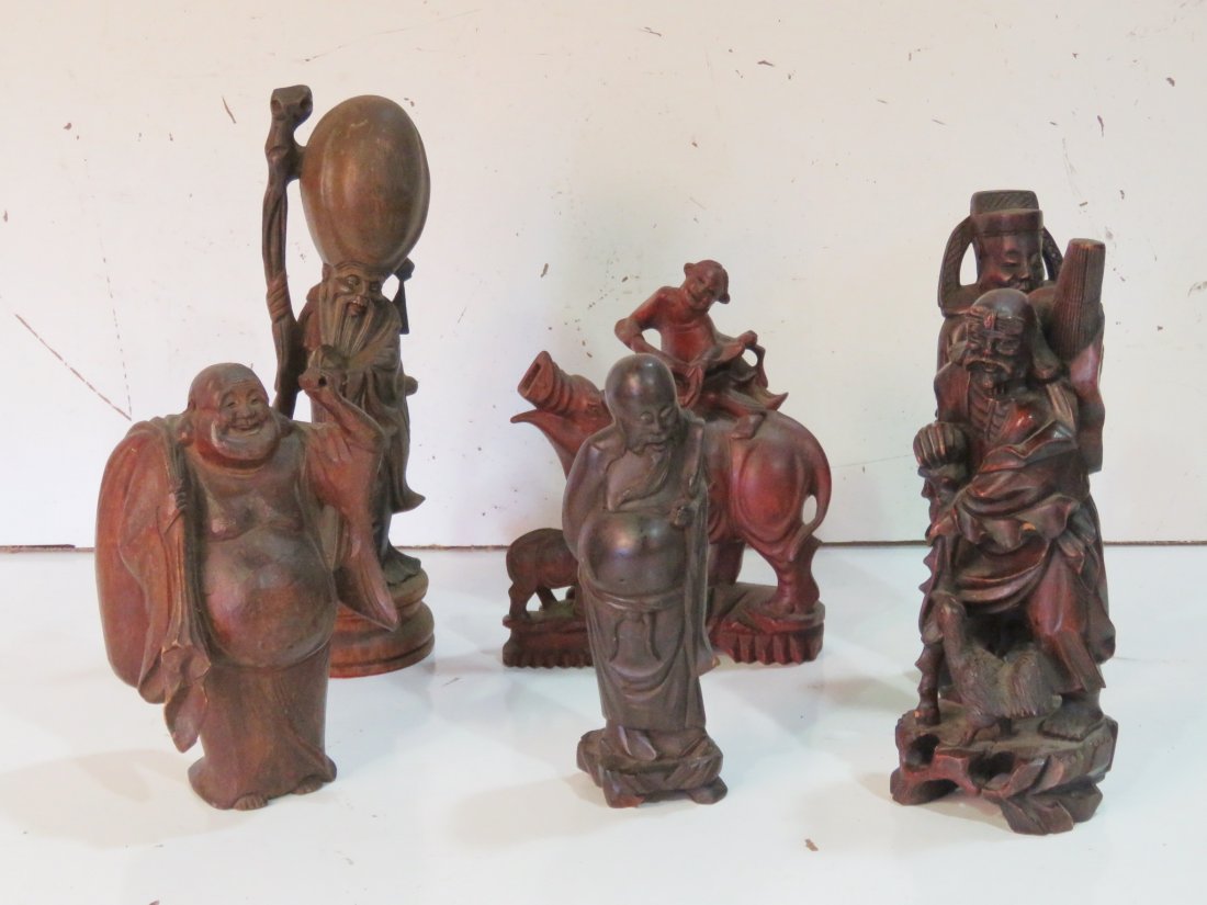 6 ASIAN WOOD FIGURES (1 of 10)