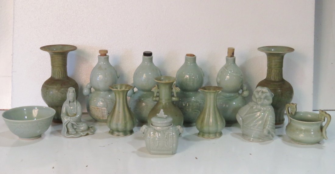 14 ASIAN CELEDON CERAMIC OBJECTS (1 of 4)
