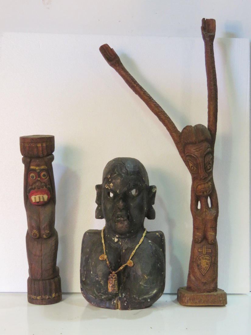 3 ASIAN WOOD CARVED FIGURES (1 of 10)