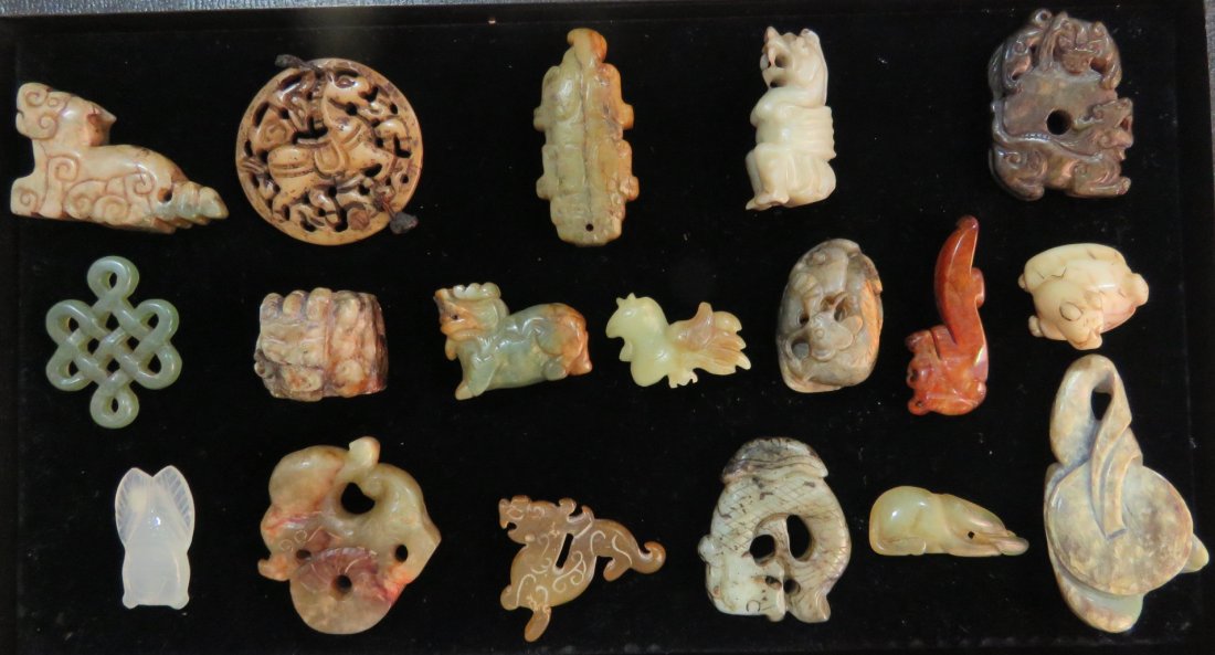 18 ASIAN CARVED JADE & STONE OBJECTS (1 of 4)