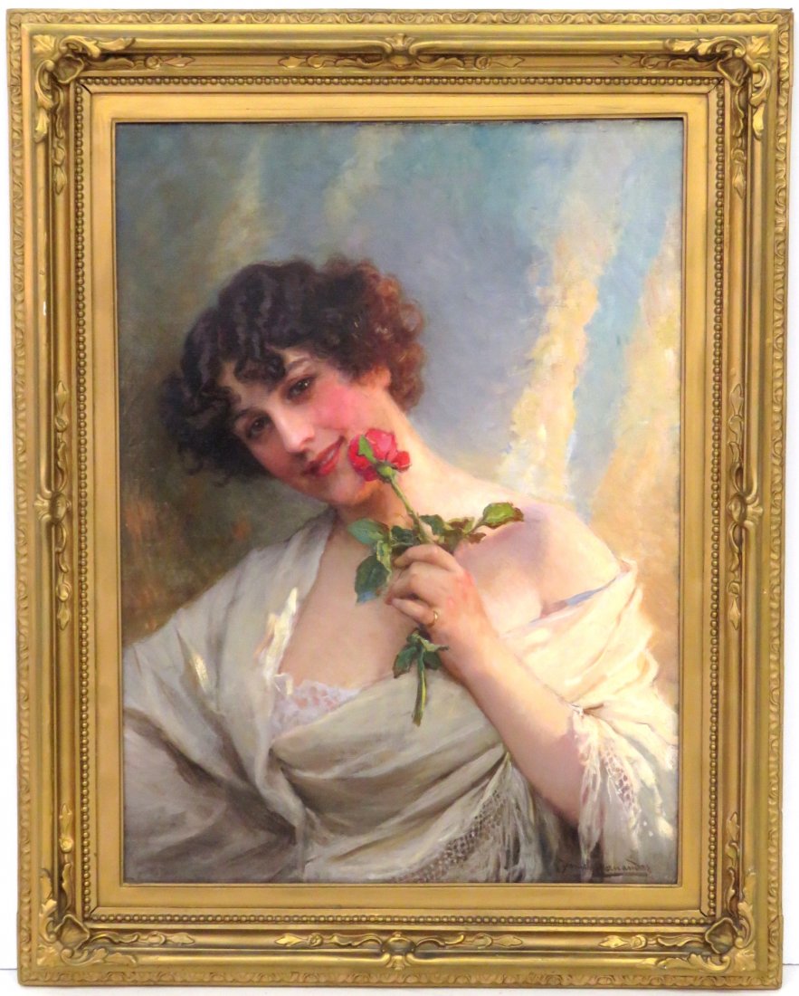 DANIEL HERNANDEZ PAINTING OF A YOUNG GIRL w/ ROSE (1 of 8)