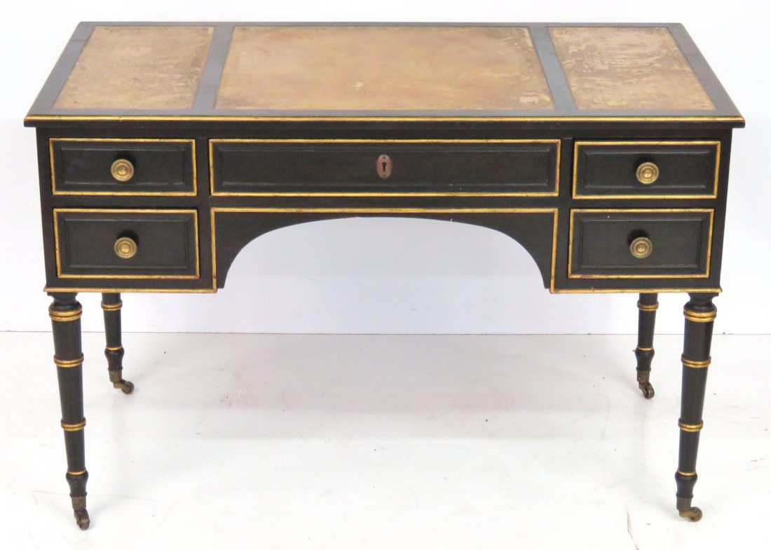 BAKER GILT & WALNUT LEATHERTOP DESK (1 of 7)