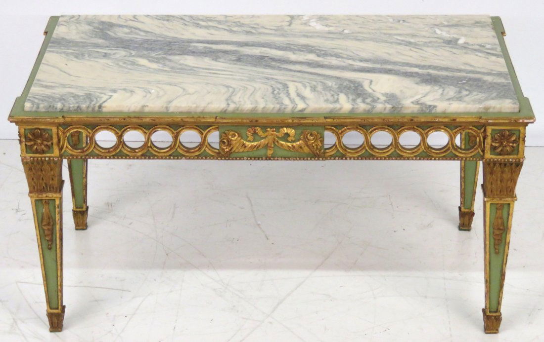 FRENCH PAINTED & GILT MARBLETOP COFFEE TABLE (1 of 4)