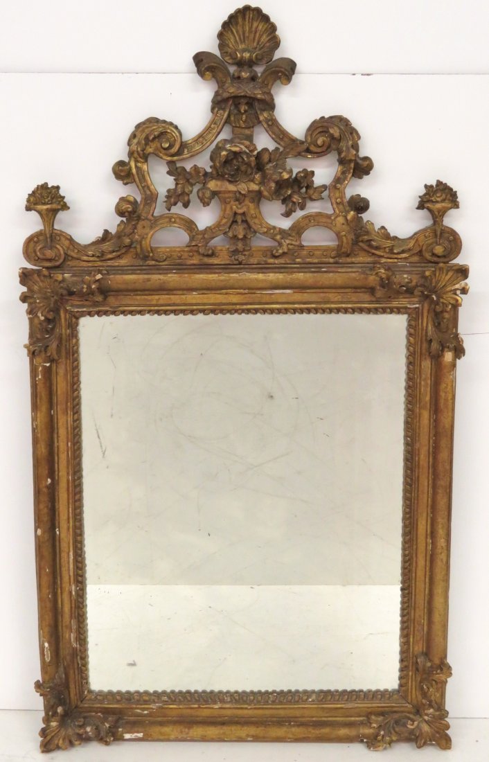 ANTIQUE ITALIAN GILT CARVED MIRROR (1 of 7)