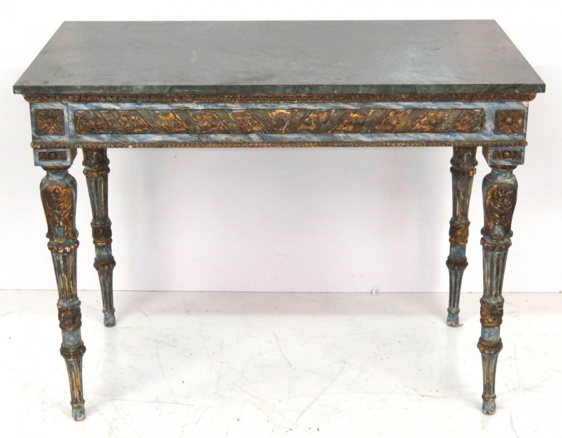 ANTIQUE ITALIAN PAINTED & GILT MARBLETOP TABLE (1 of 5)