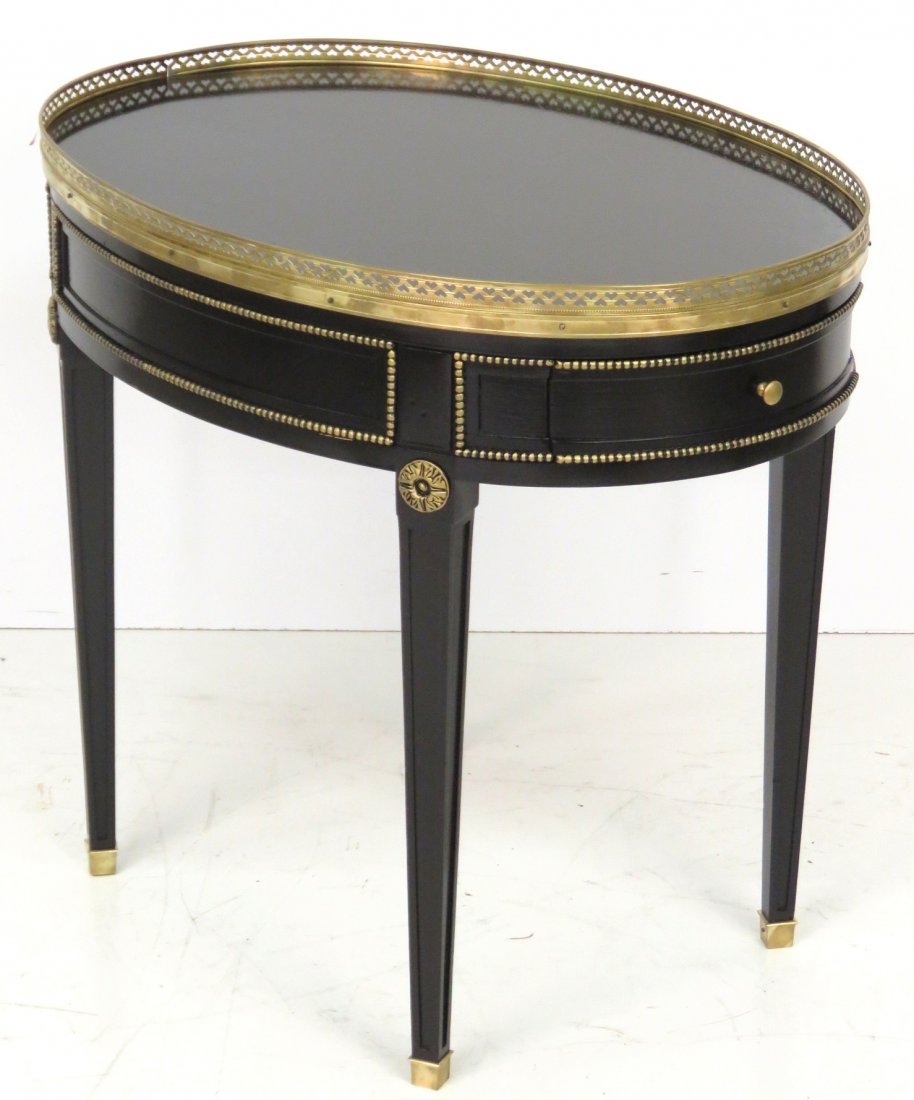 DIRECTOIRE STYLE EBONIZED OVAL SIDE TABLE (1 of 3)