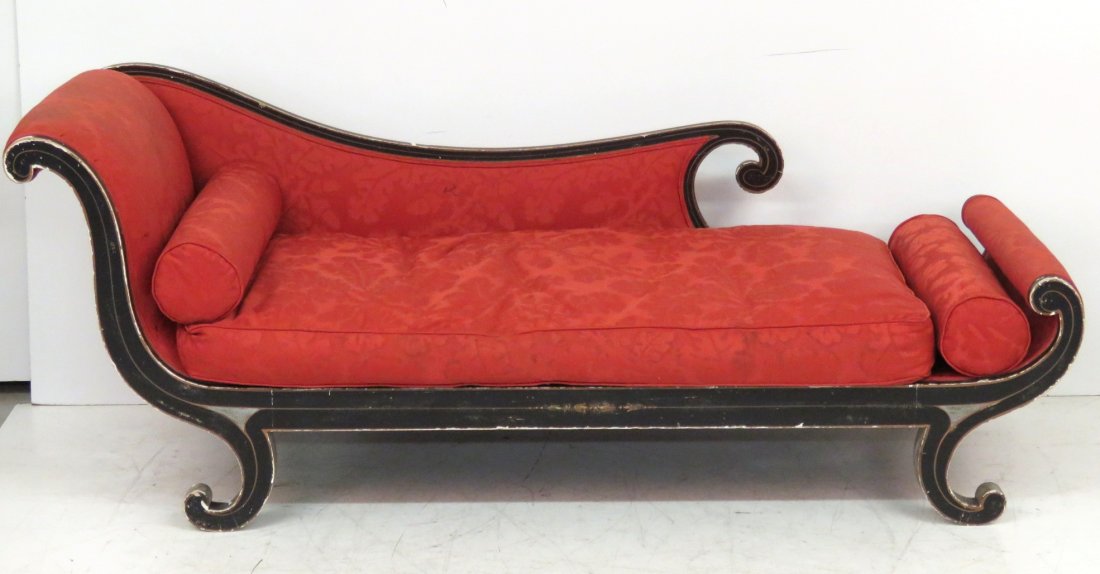 REGENCY STYLE PAINT DECORATED RECAMIER SOFA (1 of 6)