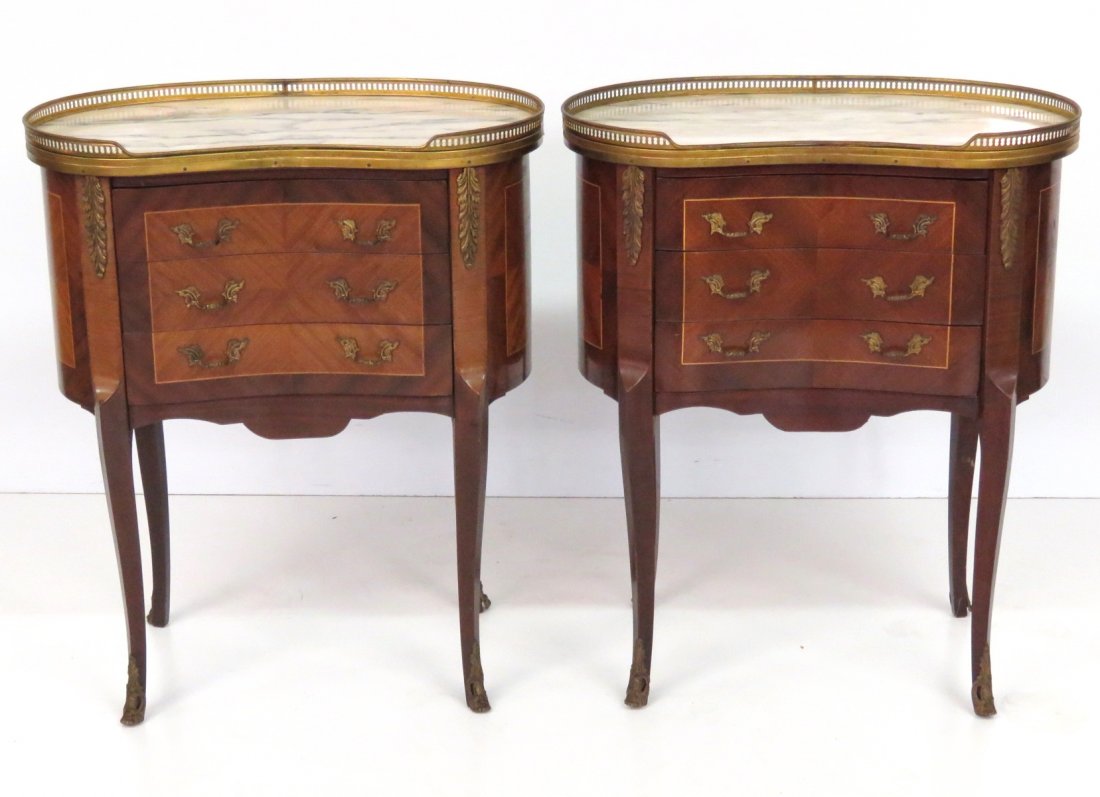 Pair LOUIS XV STYLE BRONZE MOUNTED MARBLETOP STANDS (1 of 7)