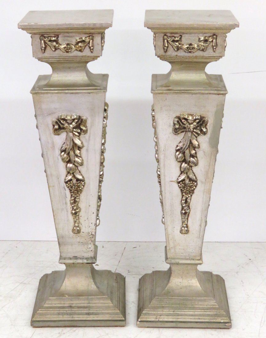 Pair ITALIAN CARVED SILVER GILT PEDESTAL (1 of 4)