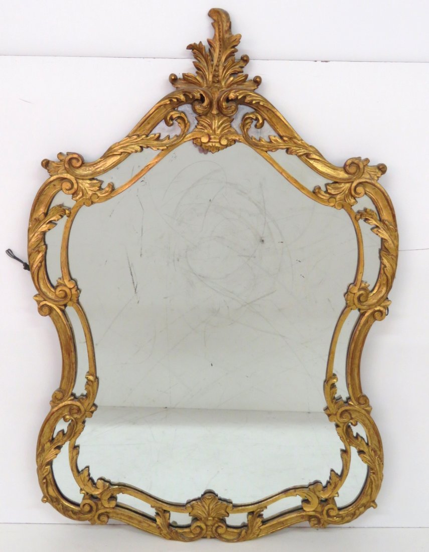 ITALIAN CARVED 52" x 35" GILT WOOD MIRROR (1 of 4)