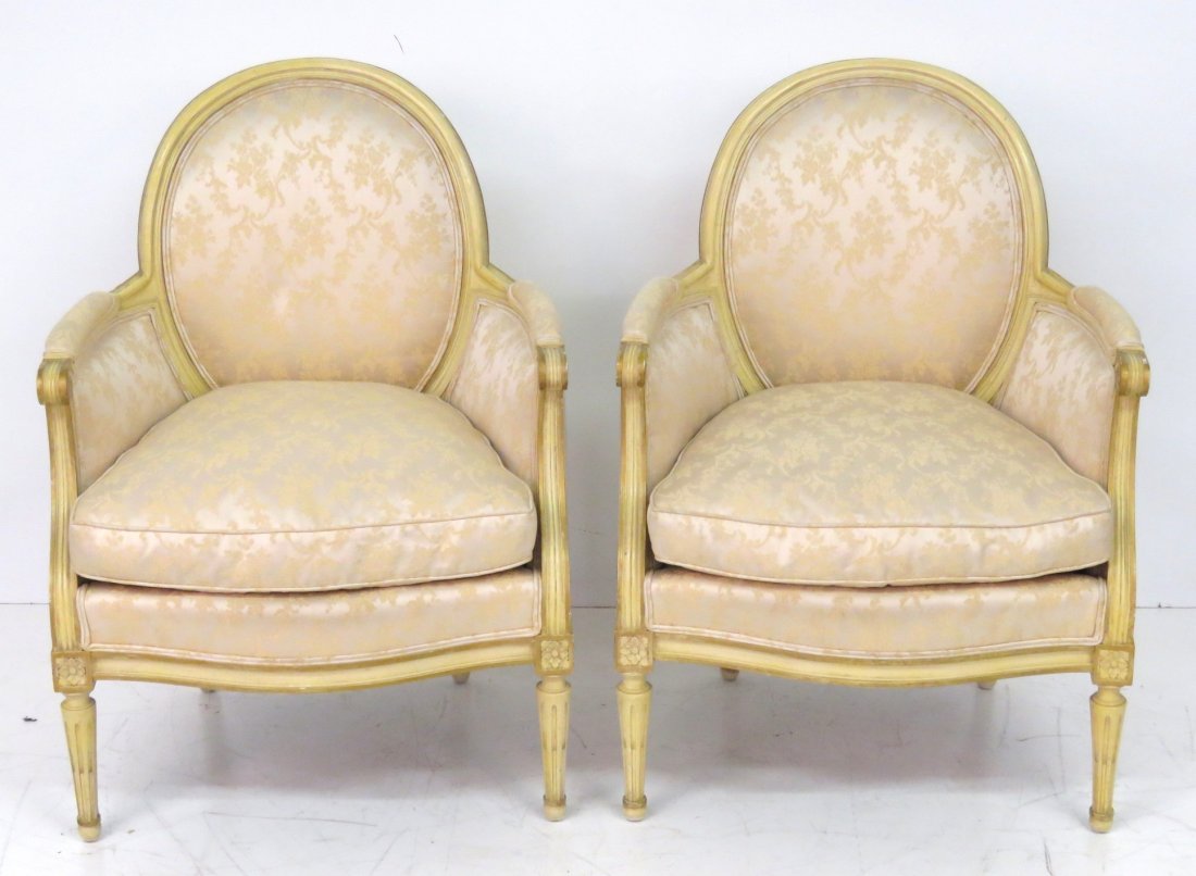 Pair LOUIS XVI STYLE PAINTED BERGERES (1 of 4)