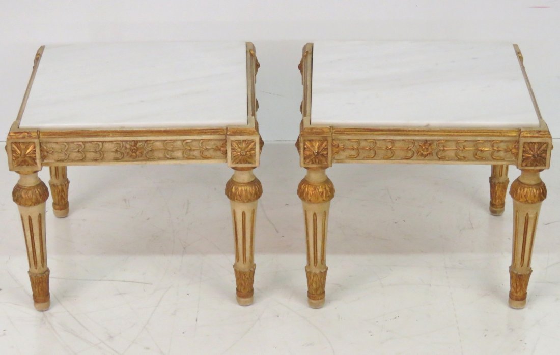 Pair LOUIS XVI STYLE GILT CARVED SIDE TABLES (1 of 3)