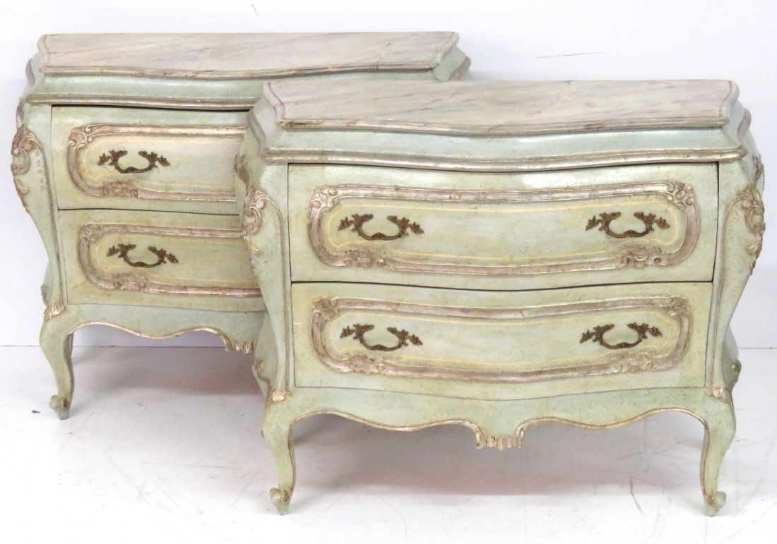 Pair ITALIAN BLUE PAINTED DECORATOR COMMODES (1 of 6)