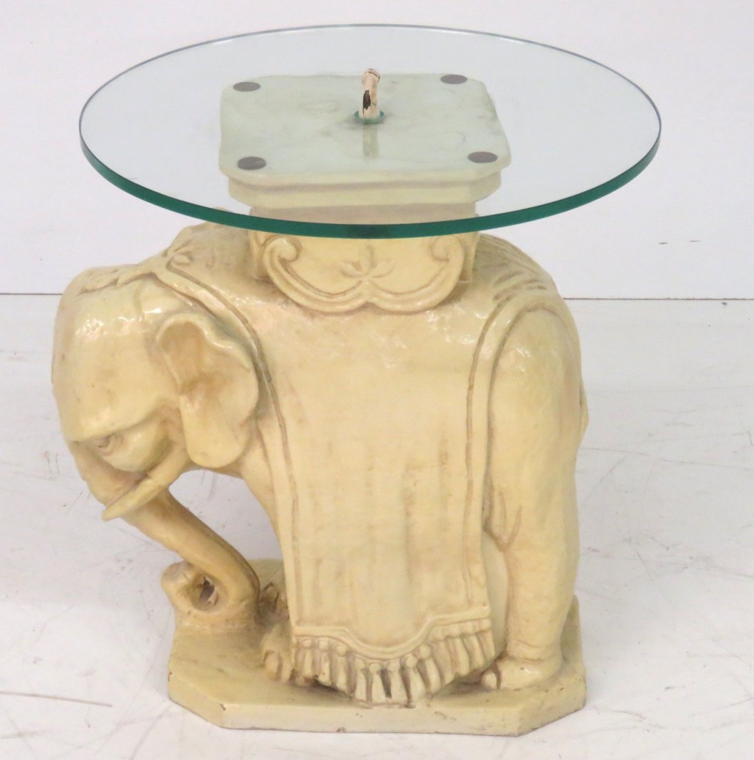 DECORATOR ELEPHANT BASE GLASSTOP TABLE (1 of 4)