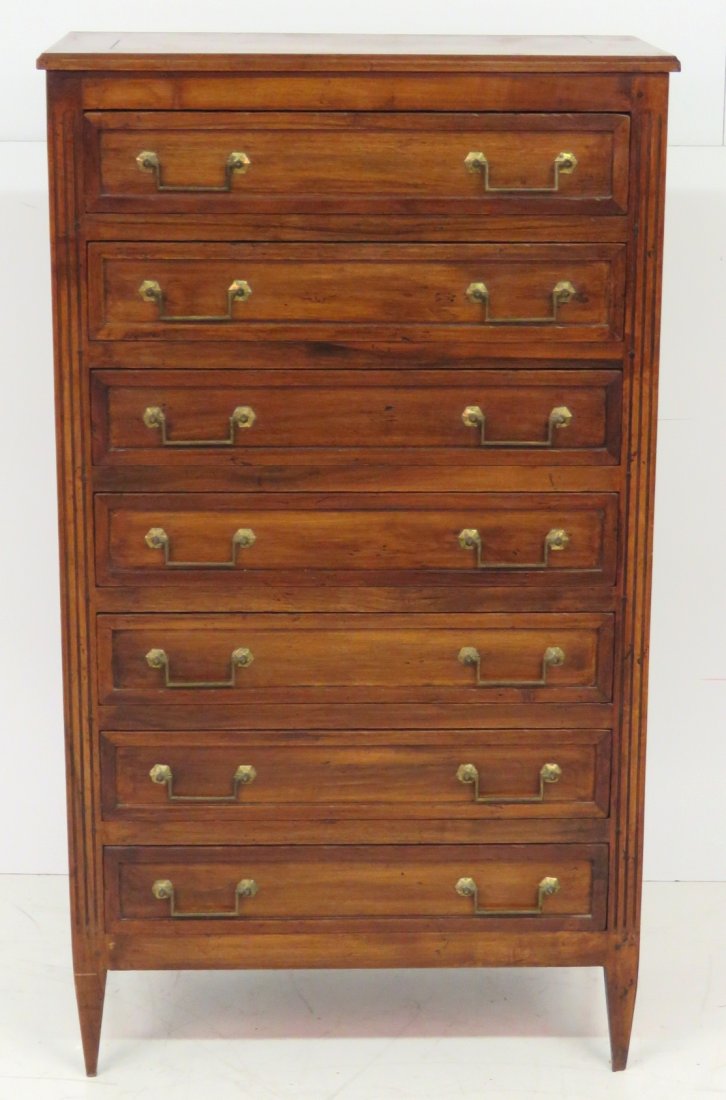 DIRECTOIRE STYLE WALNUT CHEST OF DRAWERS (1 of 7)