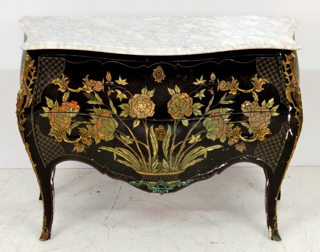FRENCH STYLE CHINOISERIE MARBLETOP COMMODE (1 of 5)
