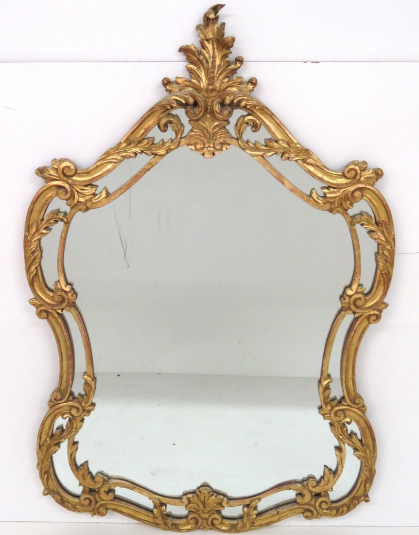 ANTIQUE FRENCH STYLE GILT CARVED HANGING MIRROR (1 of 5)