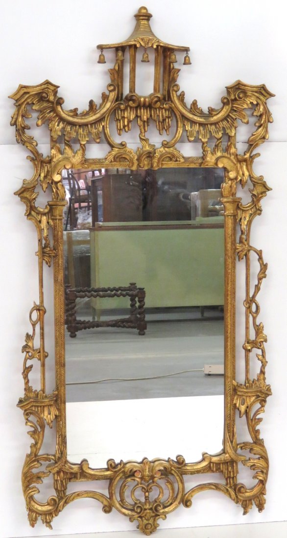 ITALIAN CARVED GILT WOOD HANGING MIRROR (1 of 5)