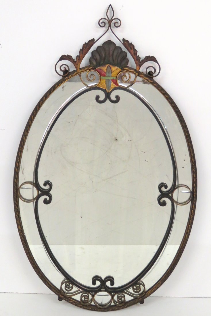 1920's ART DECO WROUGHT IRON MIRROR (1 of 4)